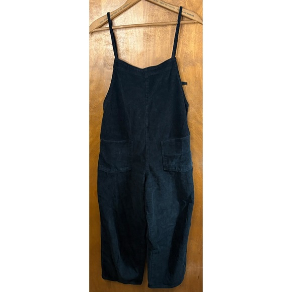 Urban Outfitters BDG Black Corduroy Overalls Wide Leg Jumpsuit Chore Pockets Y2K - Picture 2 of 15